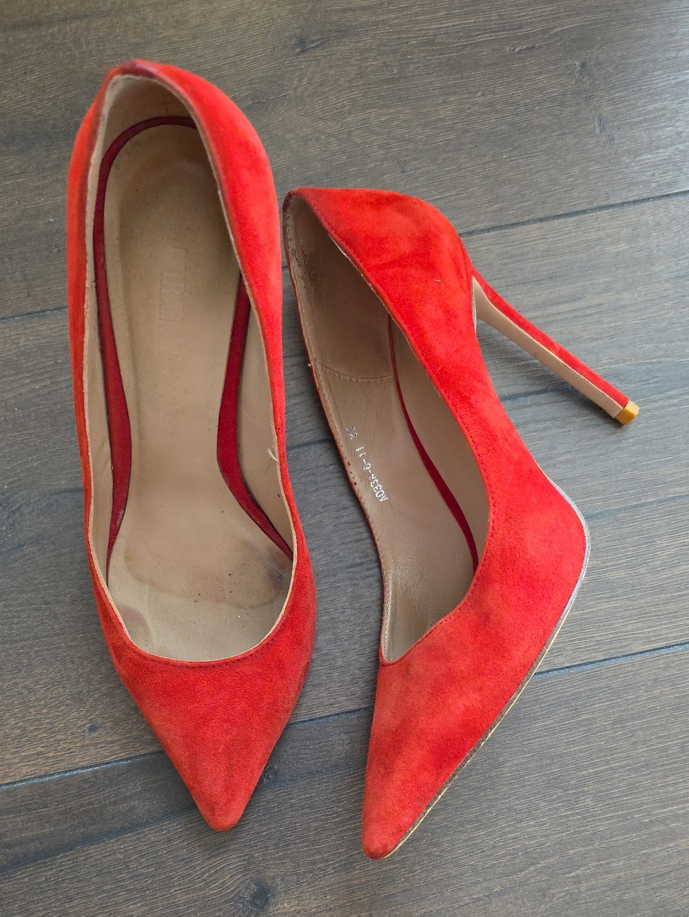 Miraton Red Suede Pointed-Toe Stiletto Pumpss